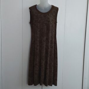 Croft & Barrow Stretch Green Two Tone Floral Print Sleeveless Tank Dress Sz Lrg